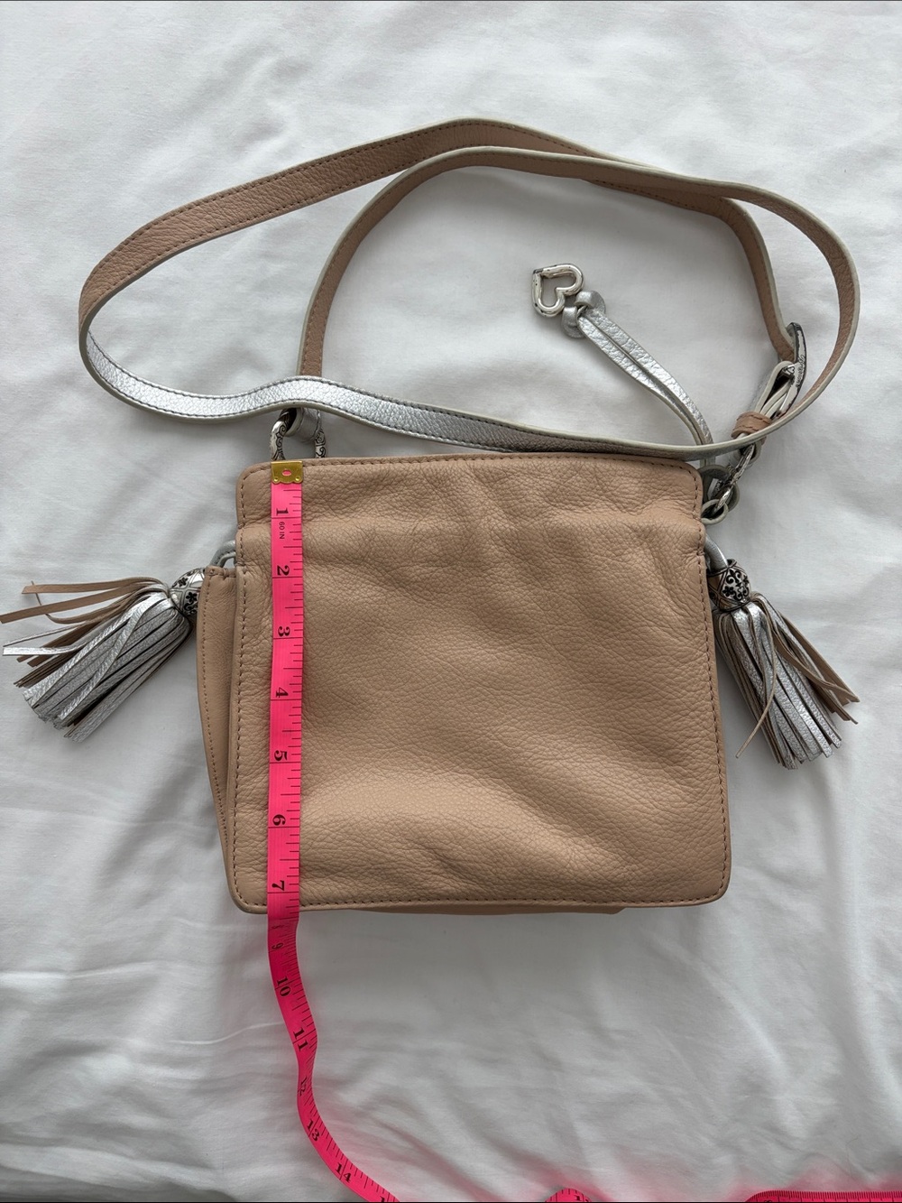 Brighton Etta Tan Leather Crossbody with Silver Tassel Accents - Picture 3 of 5